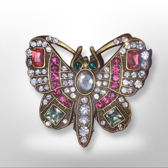 Antique Style Multicolored Moth Brooch - Picture 1 of 4